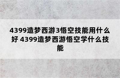 4399造梦西游3悟空技能用什么好 4399造梦西游悟空学什么技能